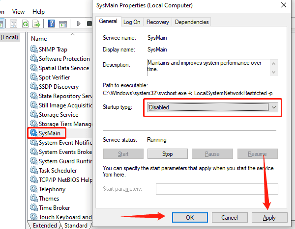 disable-SysMain-service