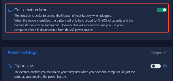 find-battery-conservation-mode